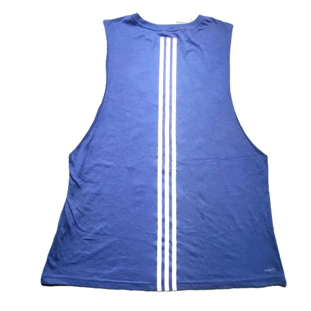 Adidas Ultimate 2.0 Tank Top Mens XL Blue Three Stripe Life Climalite Gym Shirt